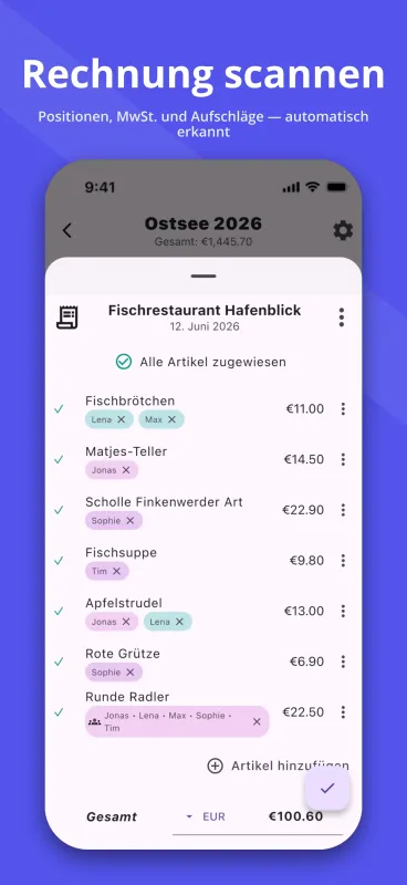 SplitPal Receipt OCR scanning screenshot