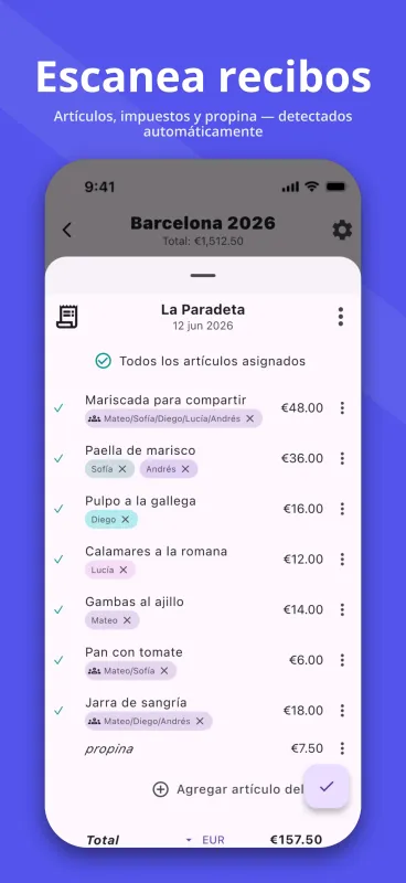 SplitPal Receipt OCR scanning screenshot