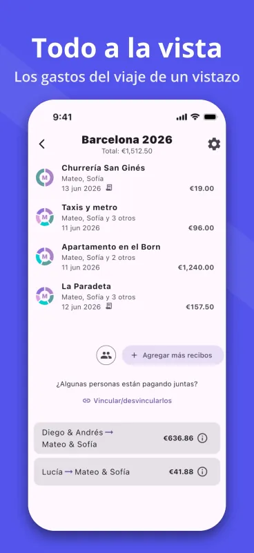 SplitPal Travel Tab details screenshot