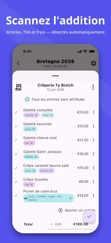 SplitPal Receipt OCR scanning screenshot