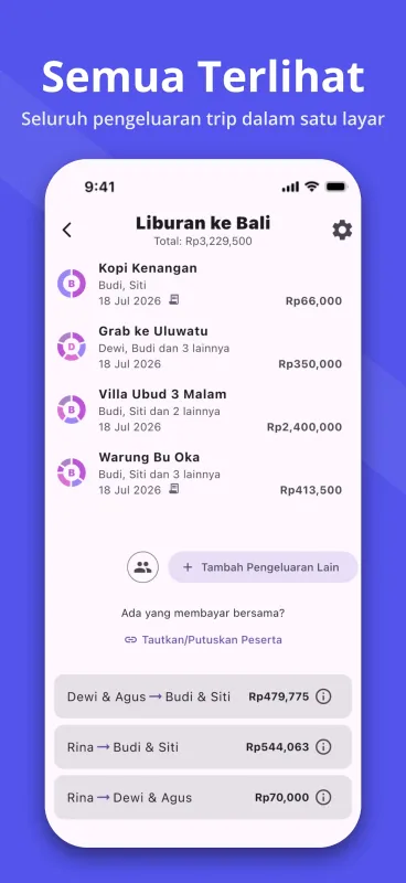 SplitPal Travel Tab details screenshot