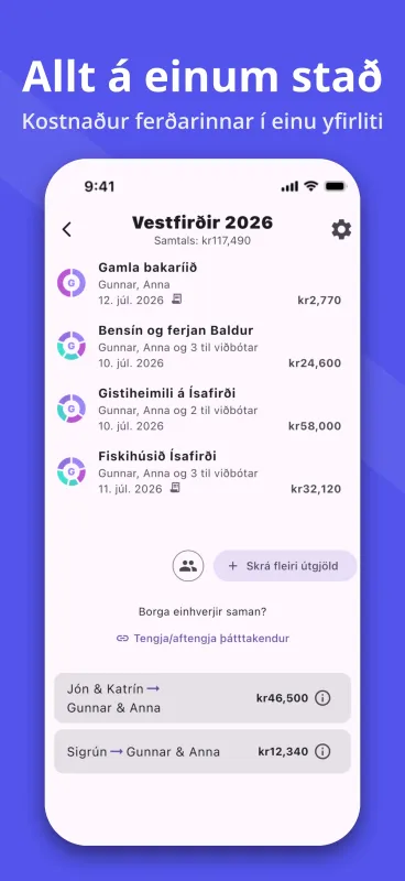 SplitPal Travel Tab details screenshot