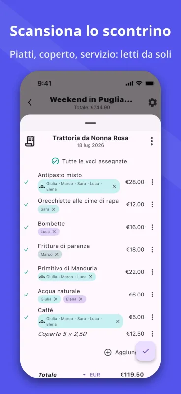 SplitPal Receipt OCR scanning screenshot
