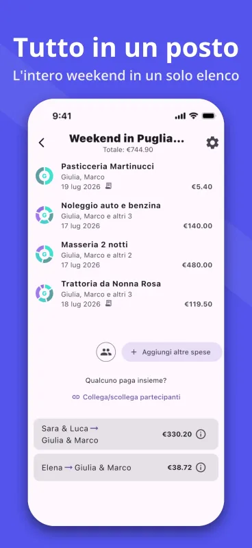 SplitPal Travel Tab details screenshot