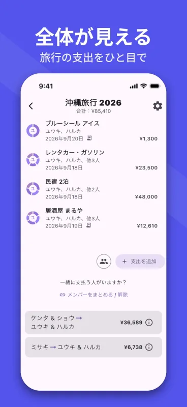 SplitPal Travel Tab details screenshot