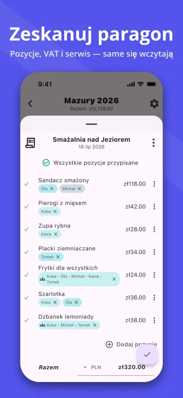 SplitPal Receipt OCR scanning screenshot