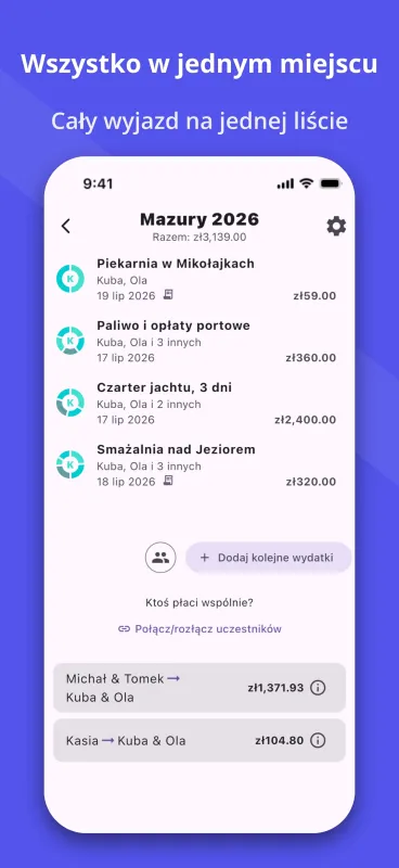 SplitPal Travel Tab details screenshot