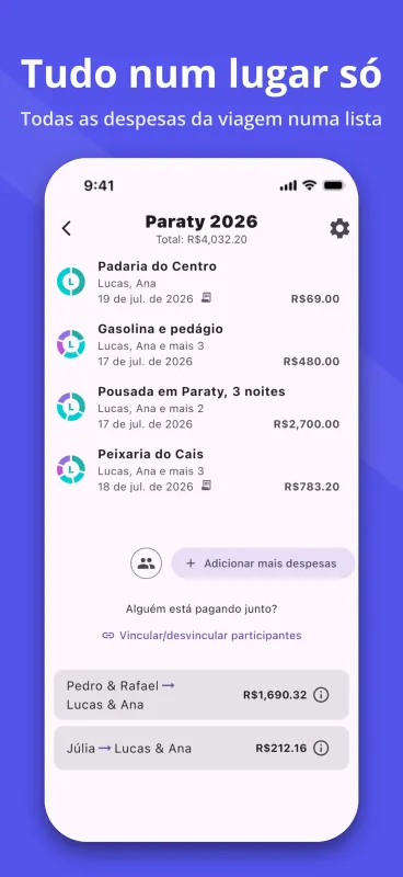 SplitPal Travel Tab details screenshot