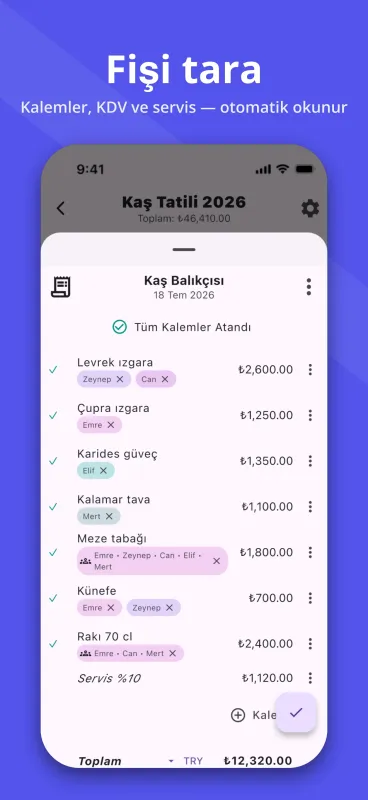 SplitPal Receipt OCR scanning screenshot