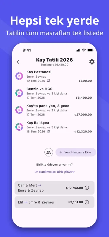 SplitPal Travel Tab details screenshot