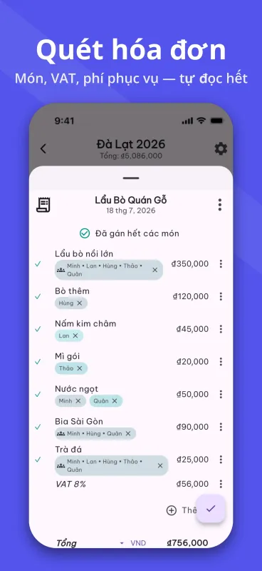 SplitPal Receipt OCR scanning screenshot