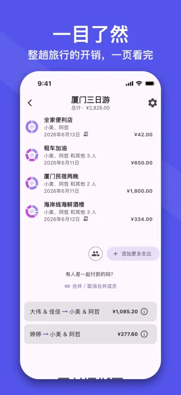 SplitPal Travel Tab details screenshot